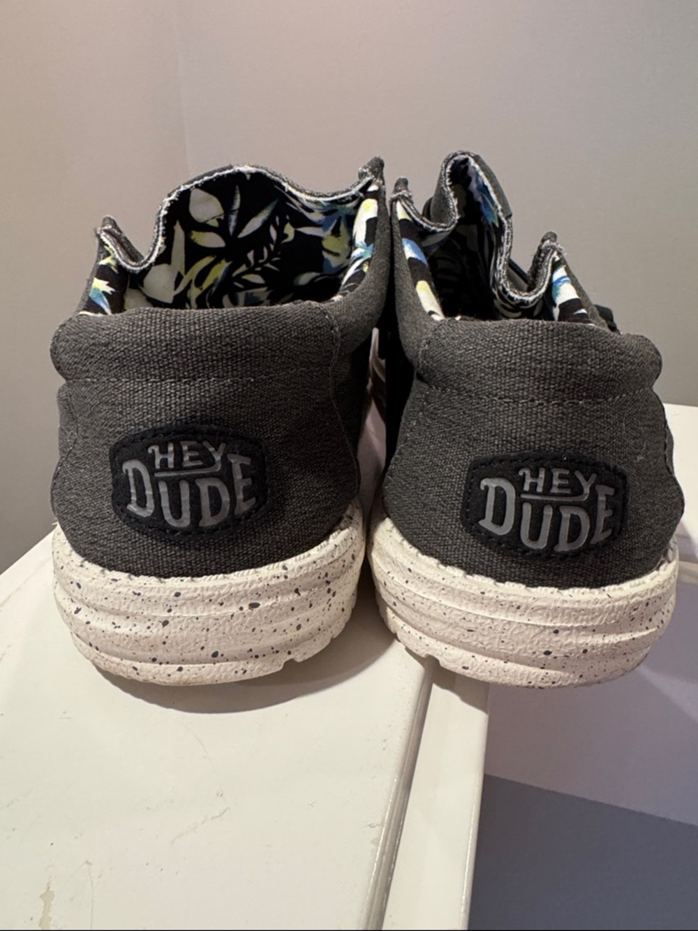 Hey Dude Wally Stretch Sox Slip-On | Charcoal Gray Canvas Slip-On Loafers - Picture 3 of 6